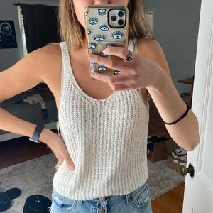 White Knit Tank Top
